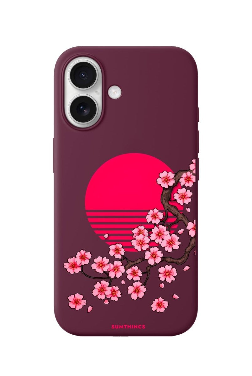 iPhone Cherry Blossom Dawn Premium Telefon Kılıfı Bordo - Sumthincs