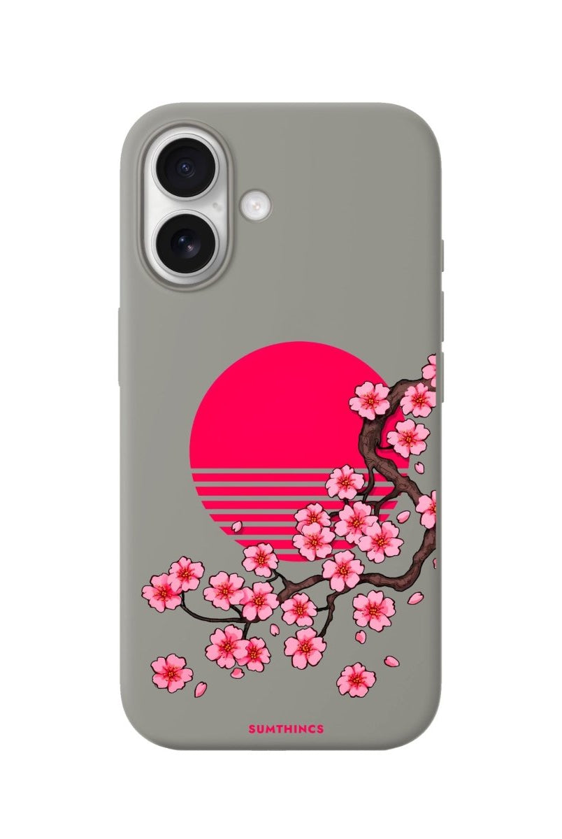 iPhone Cherry Blossom Dawn Premium Telefon Kılıfı Gri - Sumthincs