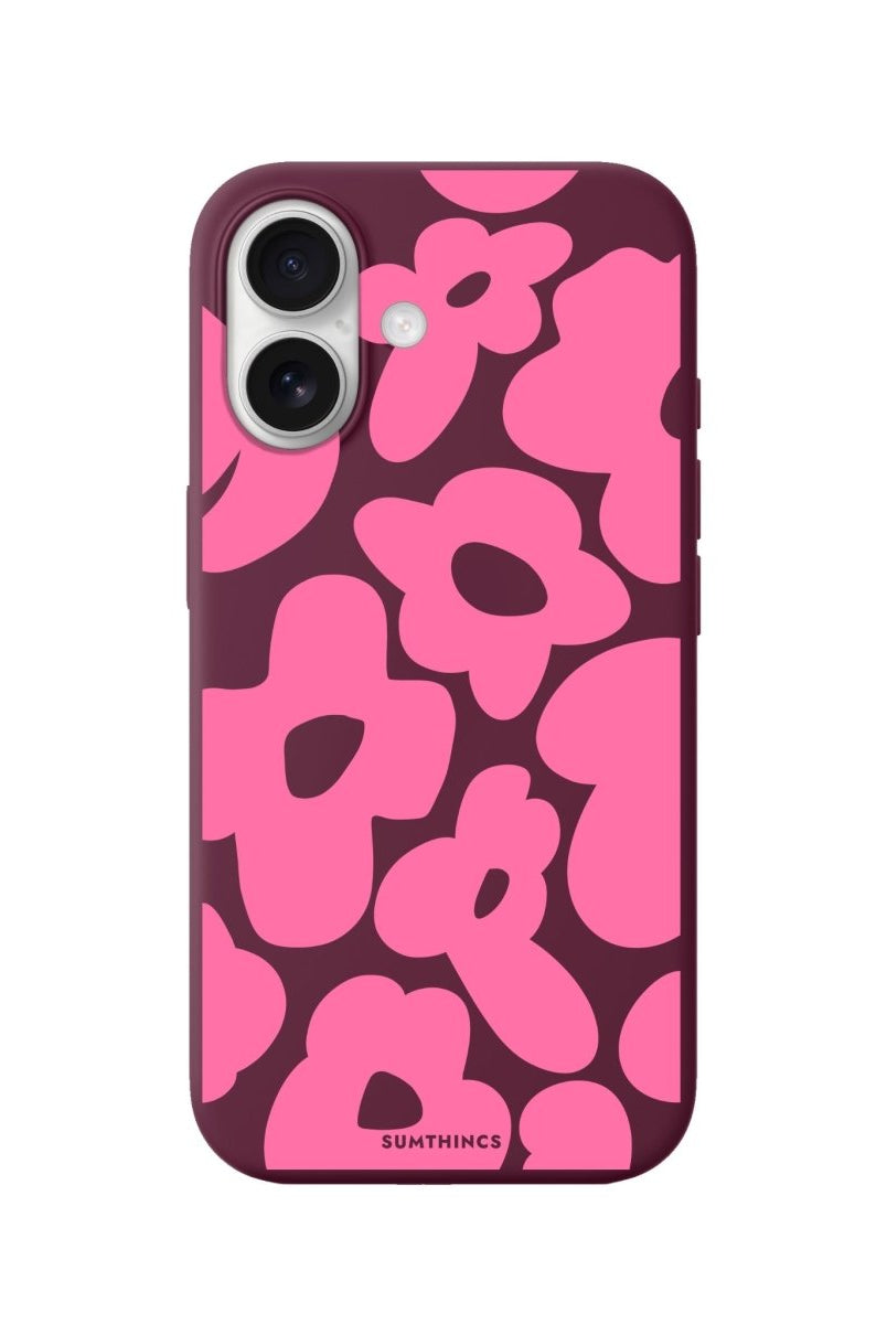 iPhone Daisy Pop Premium Telefon Kılıfı Bordo - Sumthincs