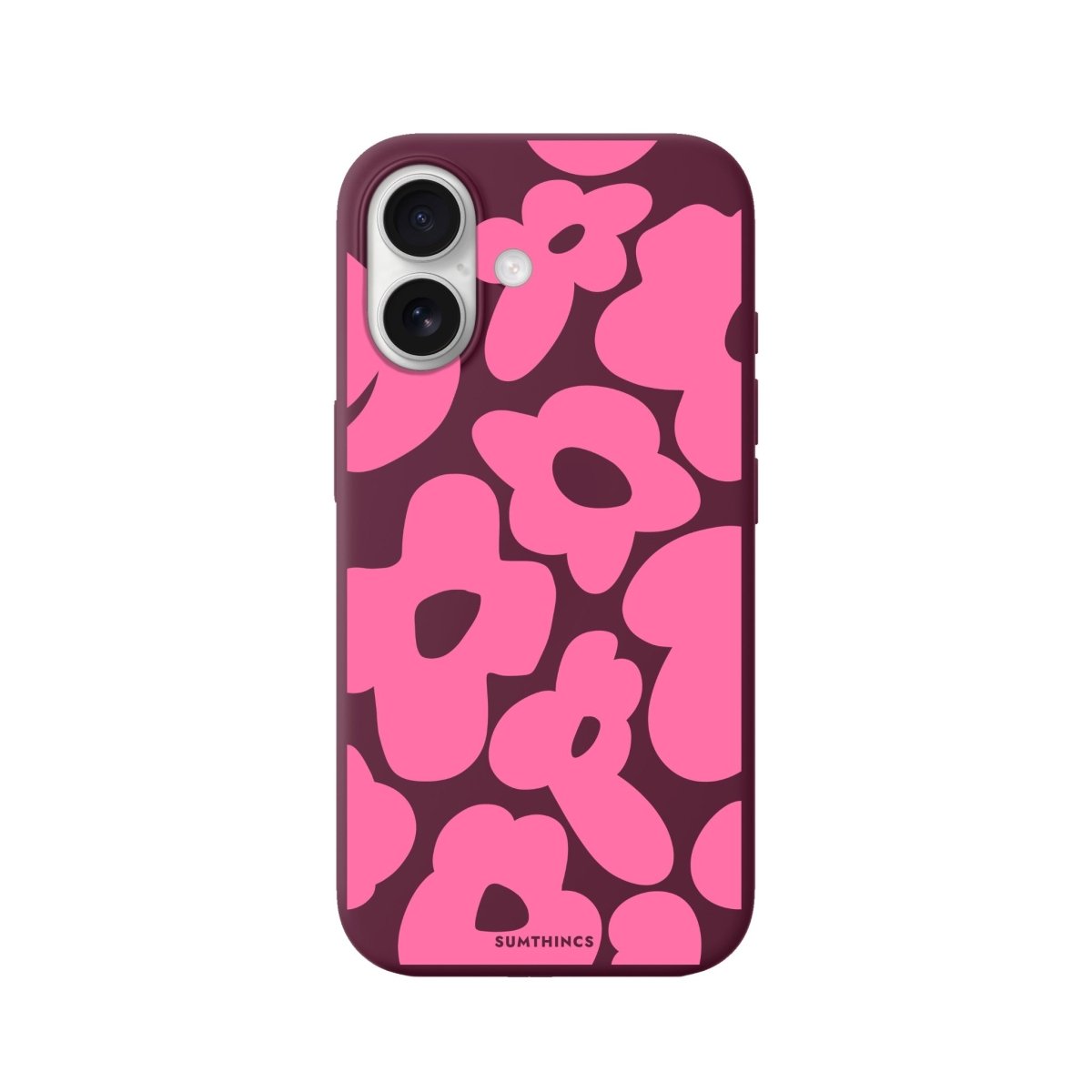 iPhone Daisy Pop Premium Telefon Kılıfı Bordo - Sumthincs