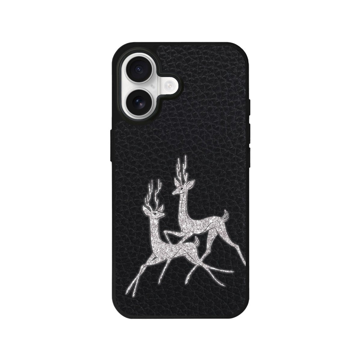 iPhone Disco Deers Leather Deri Telefon Kılıfı Siyah - Sumthincs