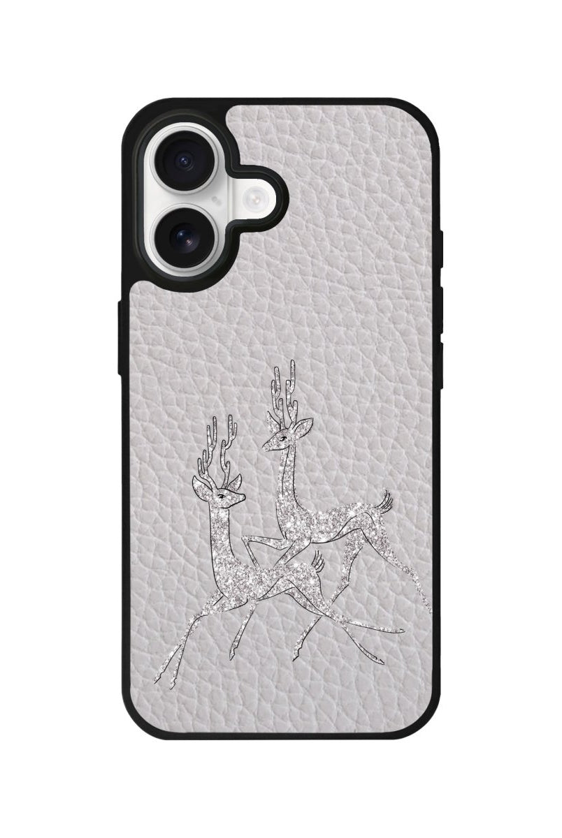 iPhone Disco Deers Leather Deri Telefon Kılıfı Gri - Sumthincs