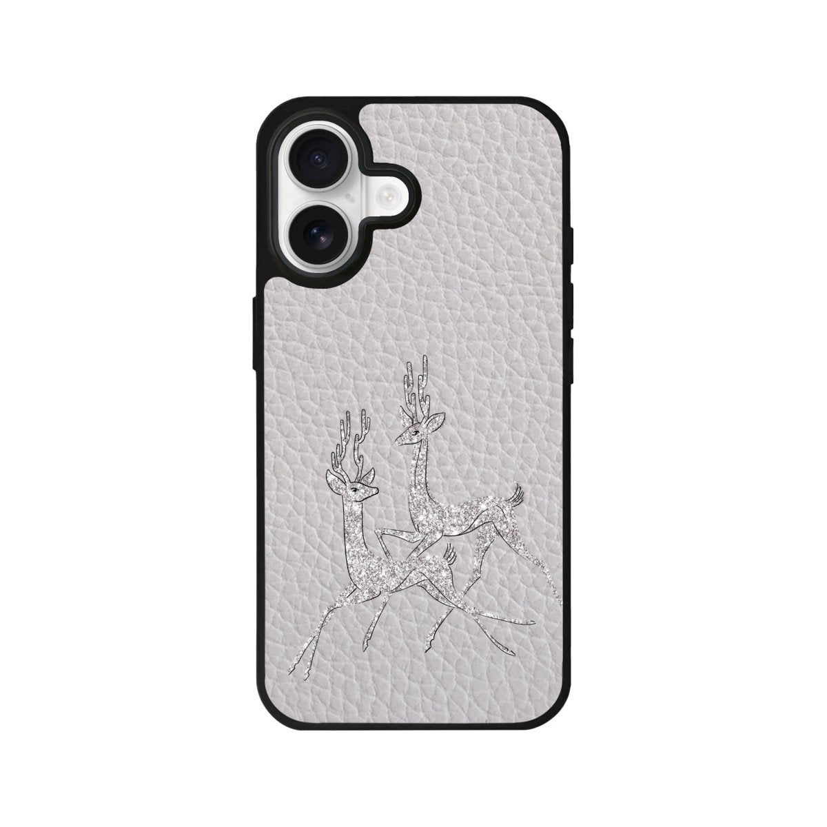 iPhone Disco Deers Leather Deri Telefon Kılıfı Gri - Sumthincs