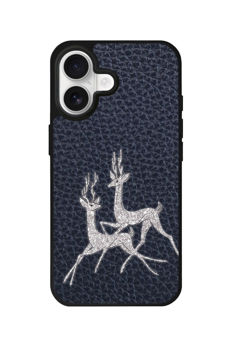 iPhone Disco Deers Leather Deri Telefon Kılıfı Pasifik Mavi - Sumthincs