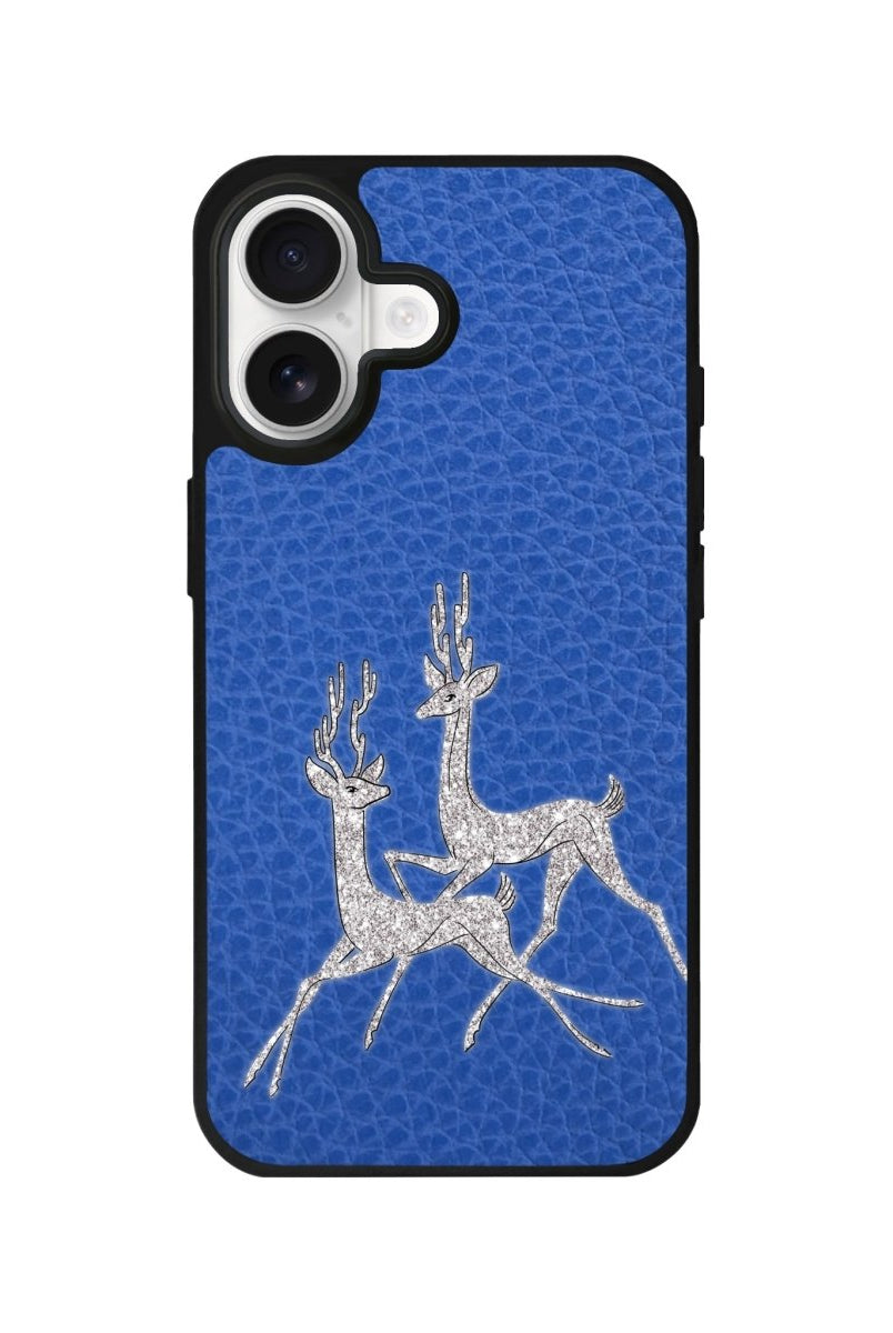 iPhone Disco Deers Leather Deri Telefon Kılıfı Mavi - Sumthincs