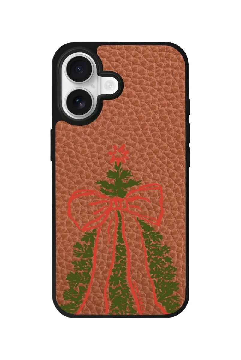 iPhone Festive Ribbon Leather Deri Telefon Kılıfı Kahverengi - Sumthincs