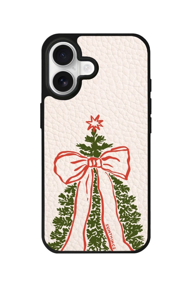iPhone Festive Ribbon Leather Deri Telefon Kılıfı Bej - Sumthincs