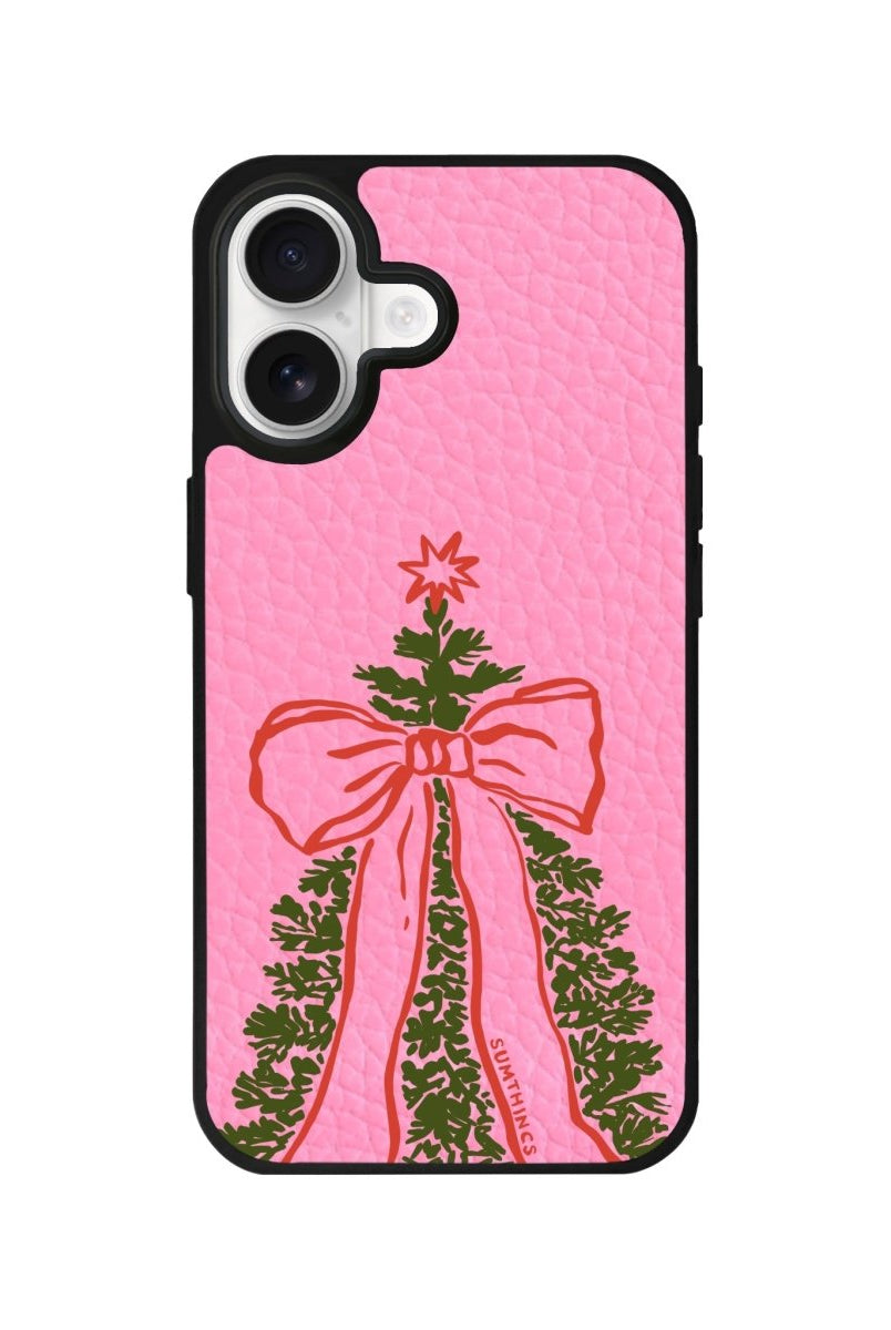 iPhone Festive Ribbon Leather Deri Telefon Kılıfı Pembe - Sumthincs