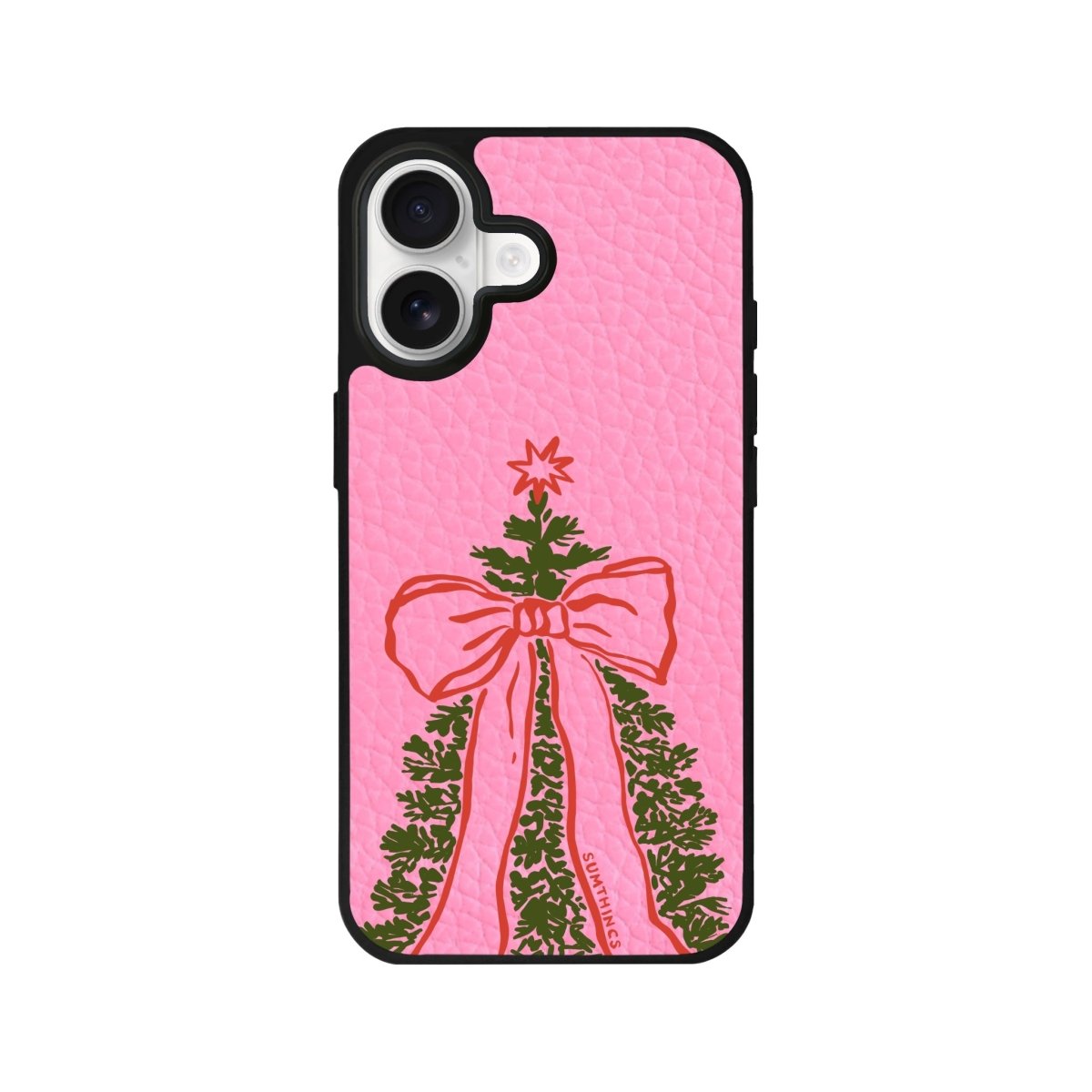 iPhone Festive Ribbon Leather Deri Telefon Kılıfı Pembe - Sumthincs