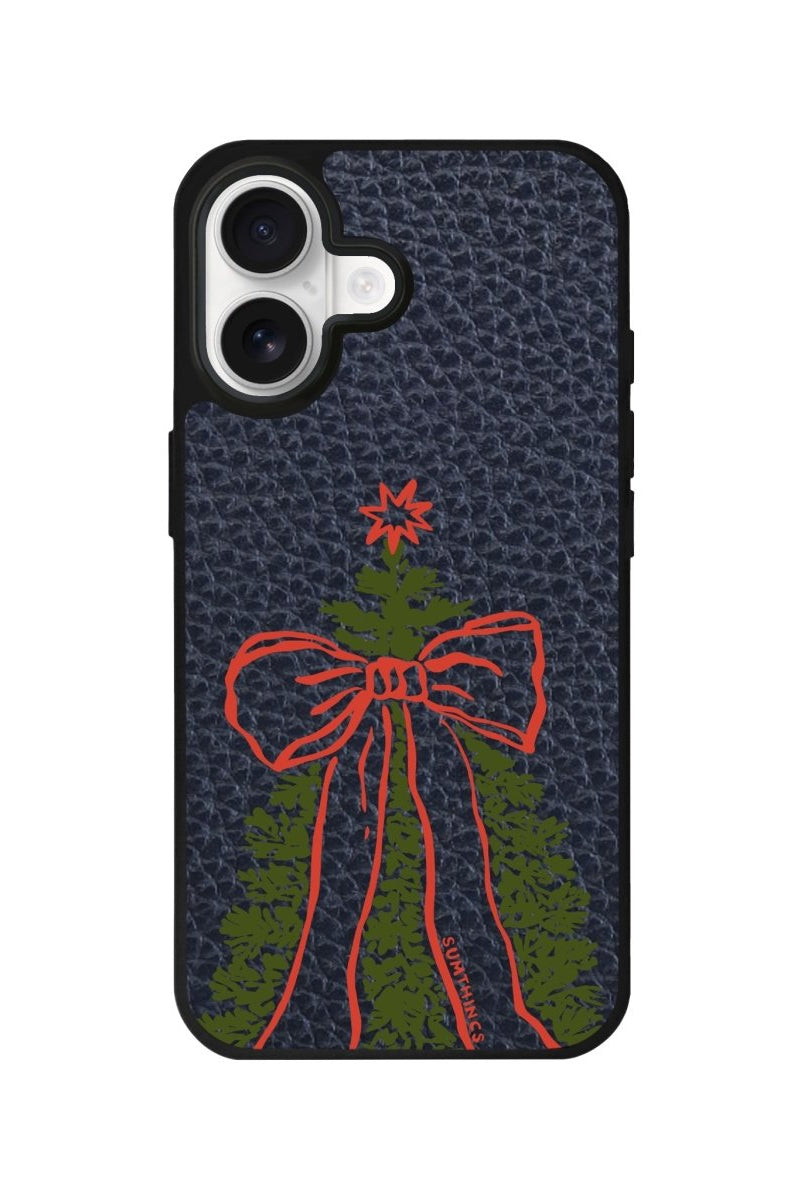 iPhone Festive Ribbon Leather Deri Telefon Kılıfı Pasifik Mavi - Sumthincs
