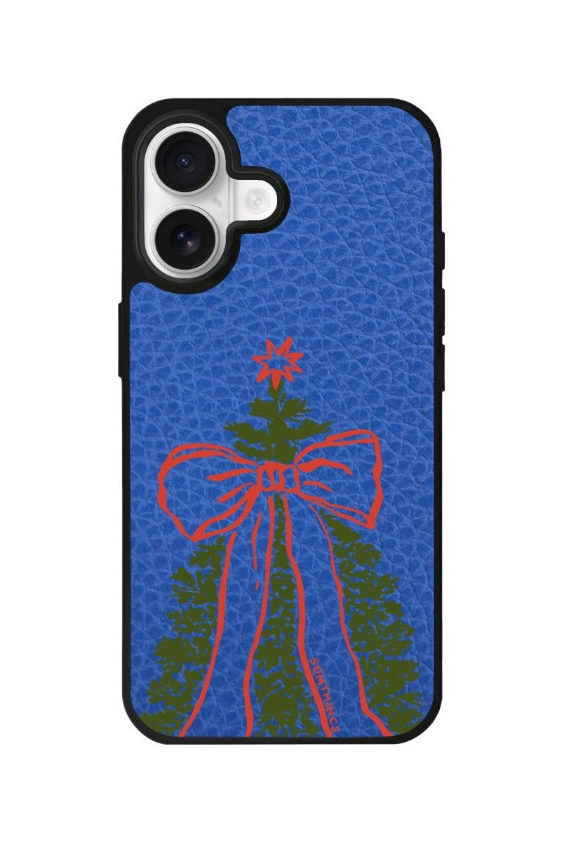 iPhone Festive Ribbon Leather Deri Telefon Kılıfı Mavi - Sumthincs