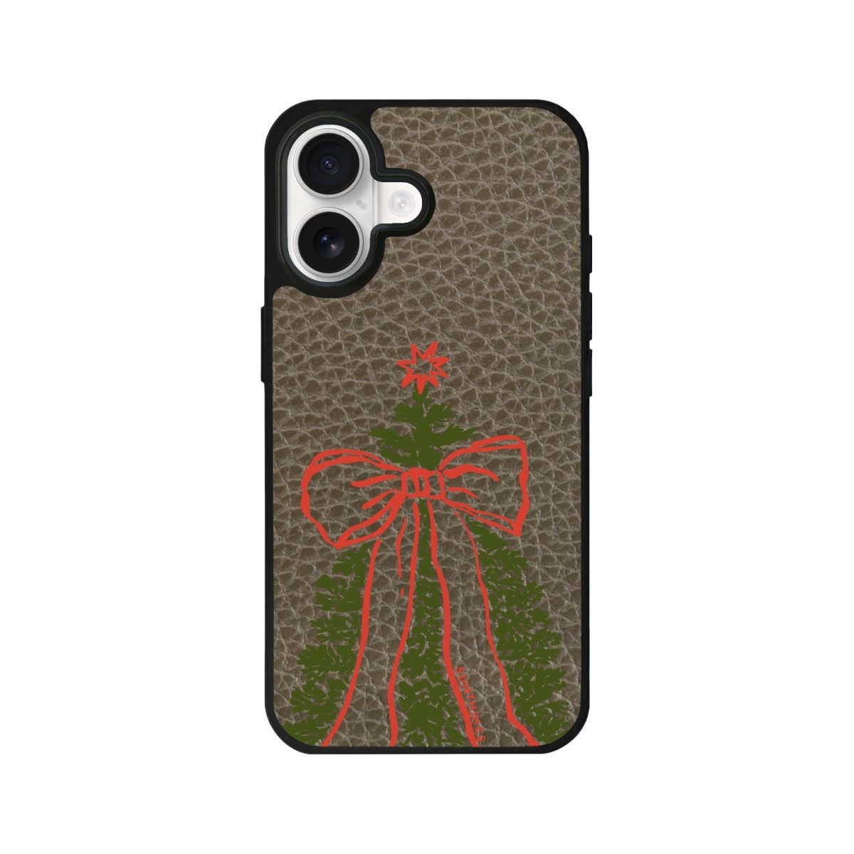 iPhone Festive Ribbon Leather Deri Telefon Kılıfı Haki - Sumthincs