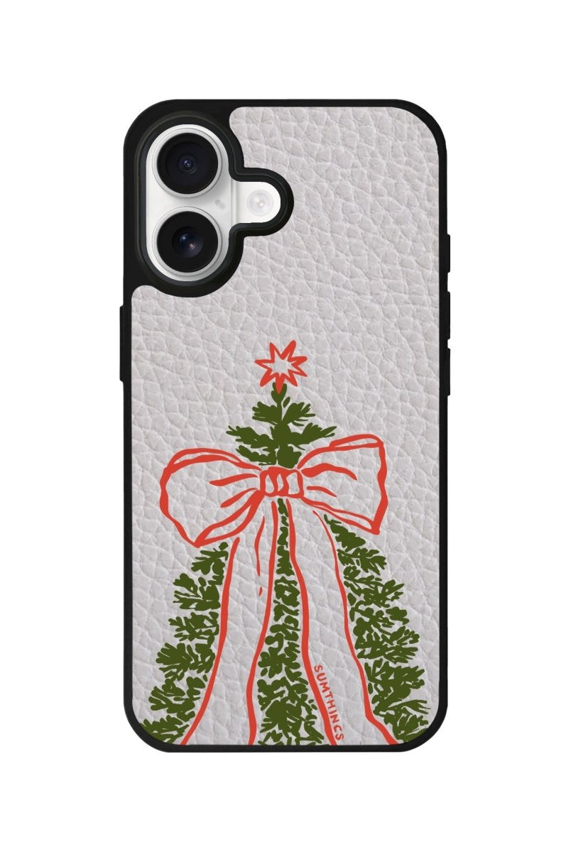 iPhone Festive Ribbon Leather Deri Telefon Kılıfı Gri - Sumthincs