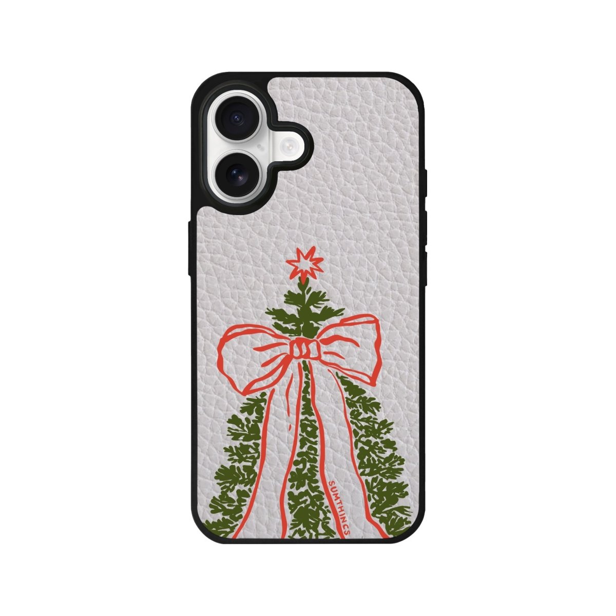iPhone Festive Ribbon Leather Deri Telefon Kılıfı Gri - Sumthincs