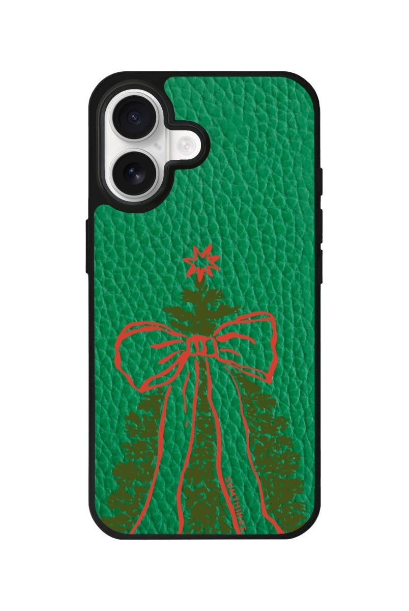 iPhone Festive Ribbon Leather Deri Telefon Kılıfı Yeşil - Sumthincs