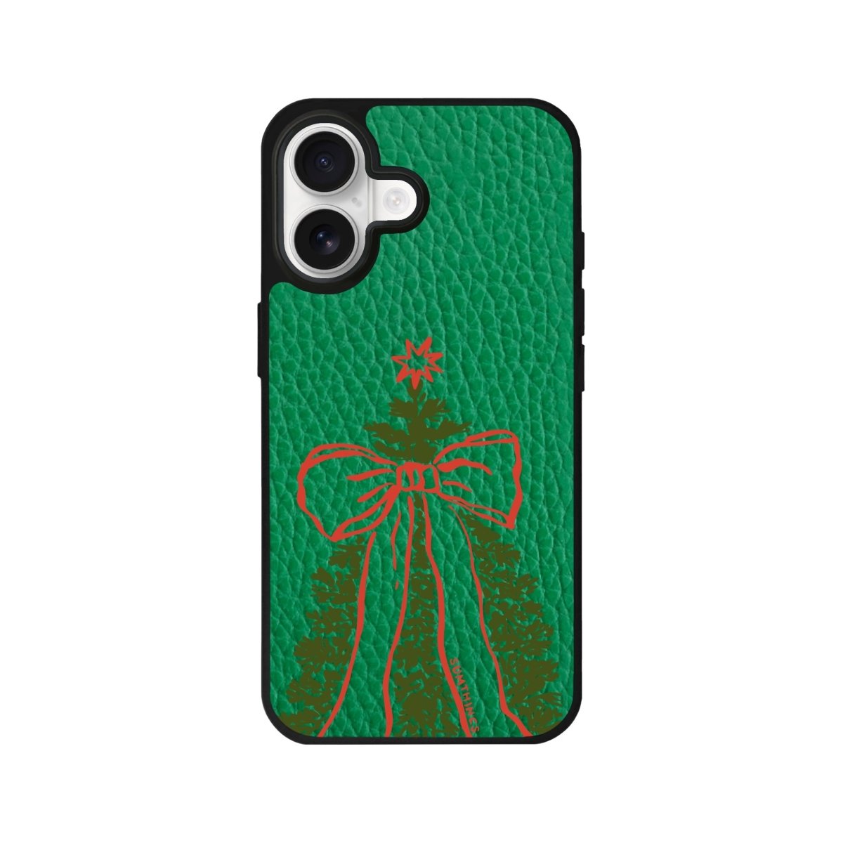 iPhone Festive Ribbon Leather Deri Telefon Kılıfı Yeşil - Sumthincs