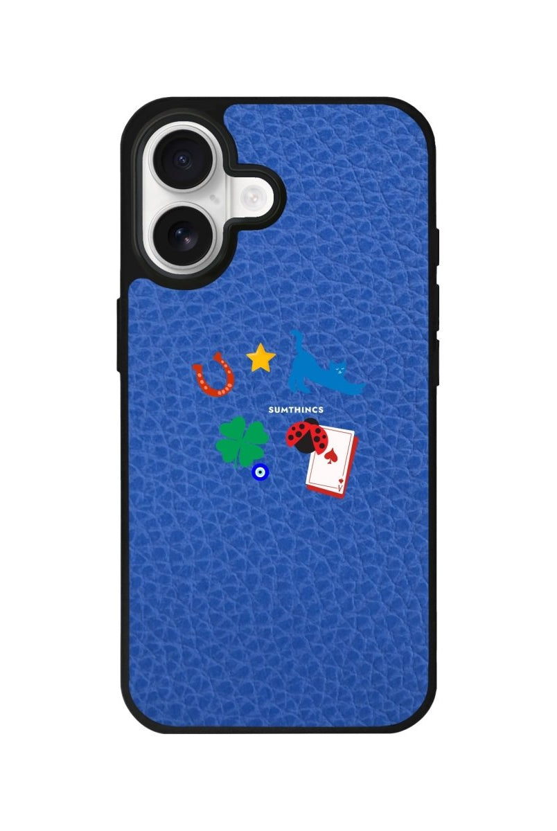 iPhone Fortune Leather Deri Telefon Kılıfı Mavi - Sumthincs