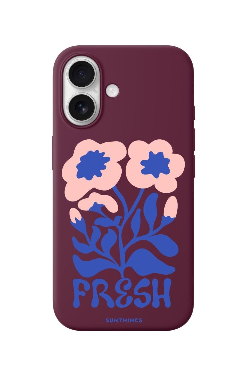 iPhone Fresh Flowers Premium Telefon Kılıfı Bordo - Sumthincs