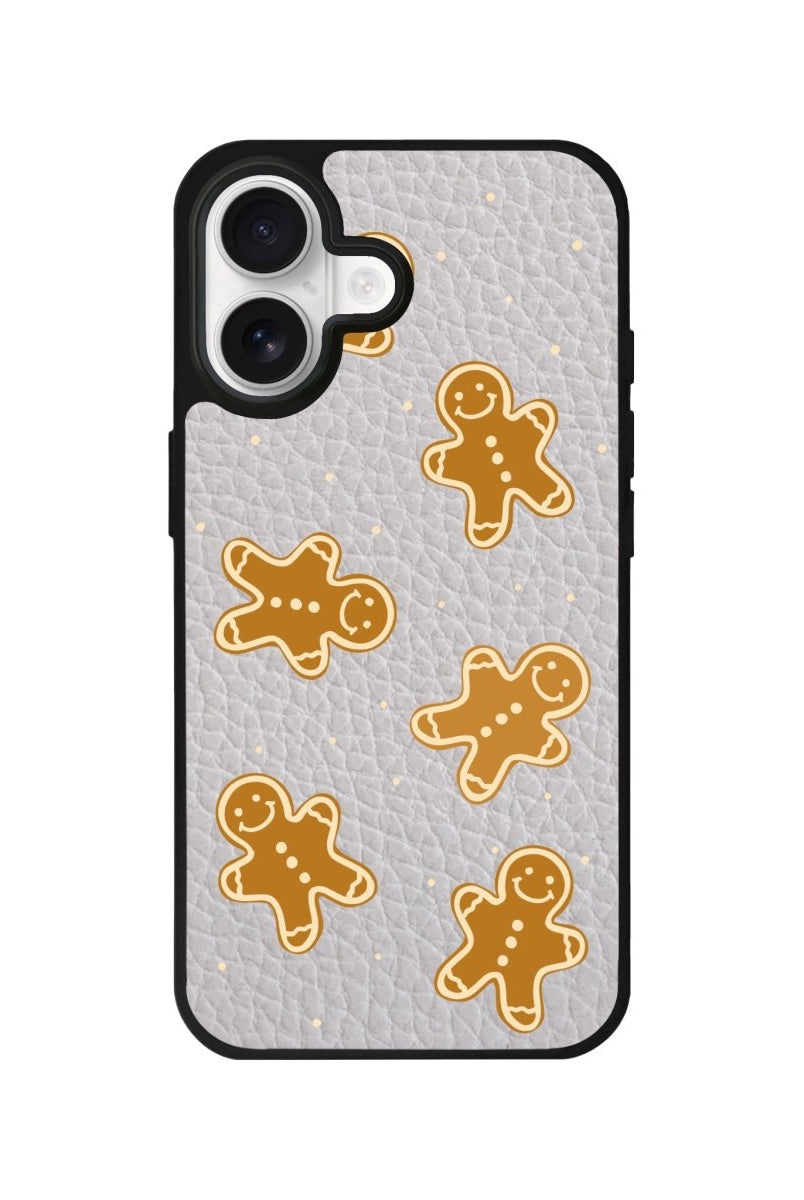 iPhone Gingerbread Man Leather Deri Telefon Kılıfı Gri - Sumthincs