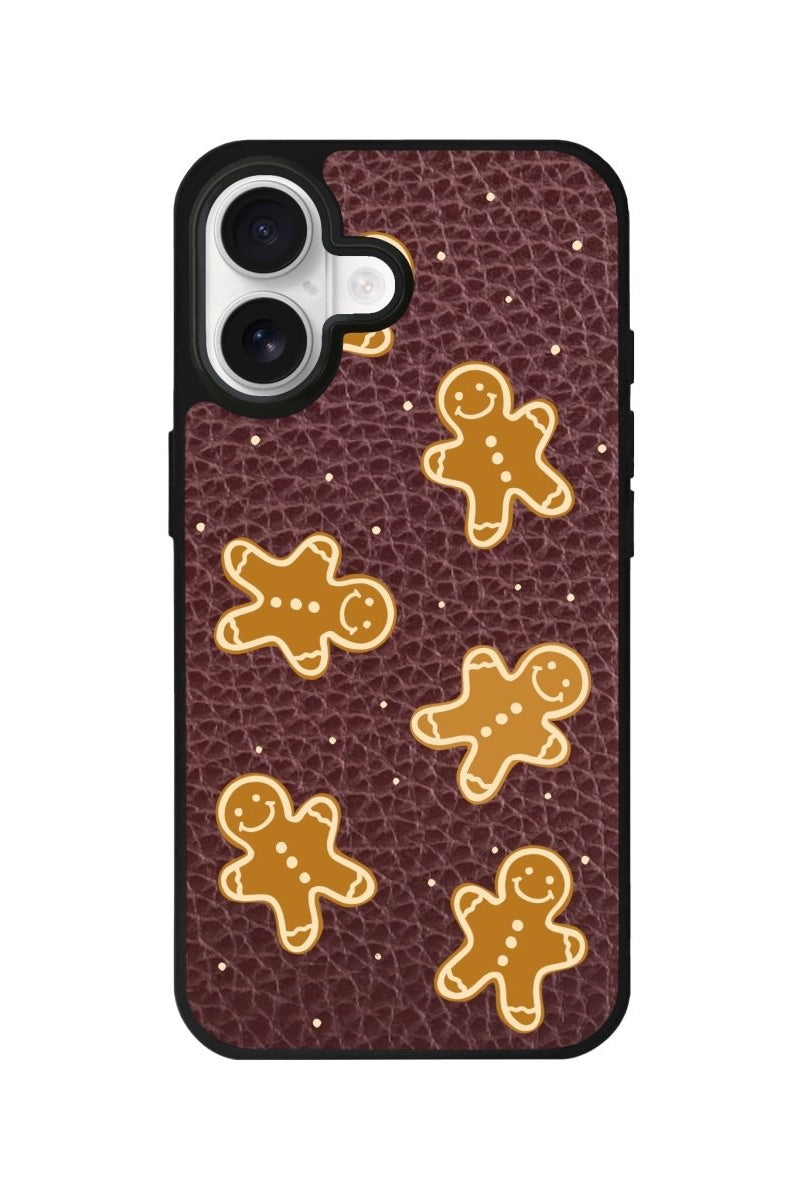 iPhone Gingerbread Man Leather Deri Telefon Kılıfı Bordo - Sumthincs