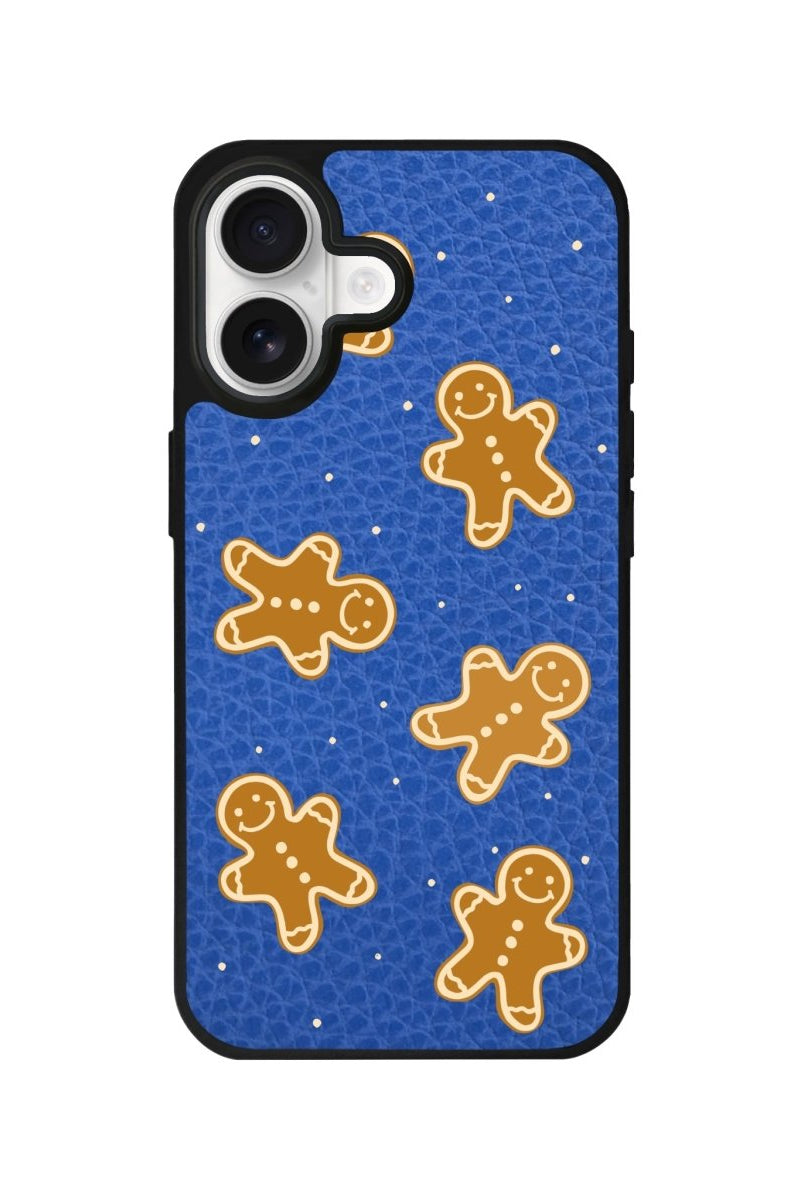 iPhone Gingerbread Man Leather Deri Telefon Kılıfı Mavi - Sumthincs