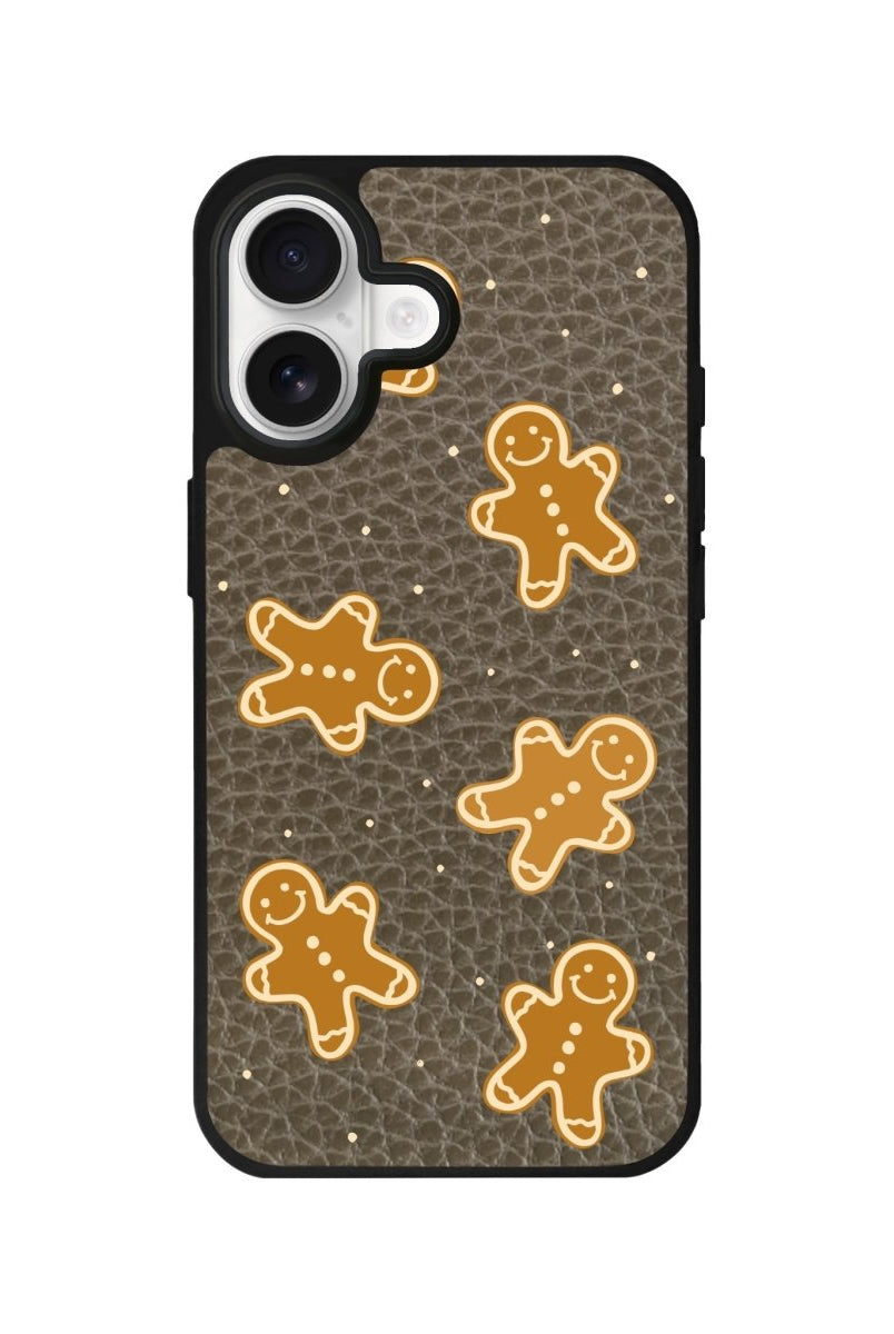 iPhone Gingerbread Man Leather Deri Telefon Kılıfı Haki - Sumthincs