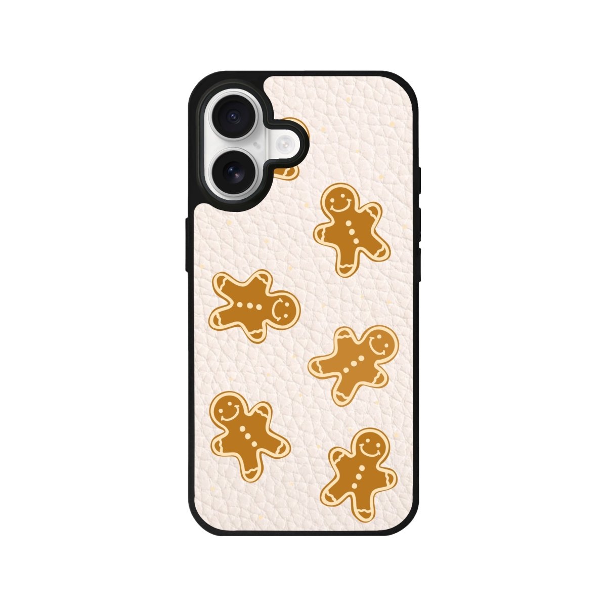 iPhone Gingerbread Man Leather Deri Telefon Kılıfı Bej - Sumthincs