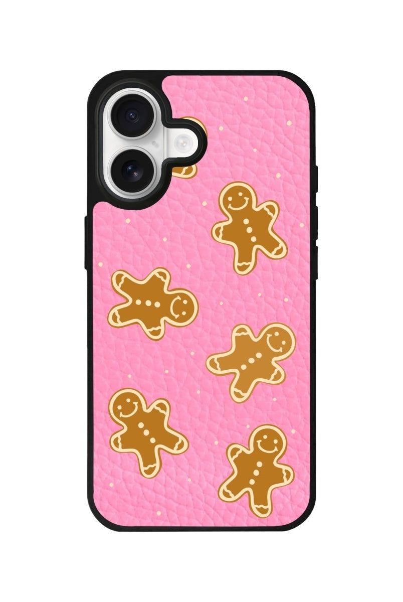 iPhone Gingerbread Man Leather Deri Telefon Kılıfı Pembe - Sumthincs