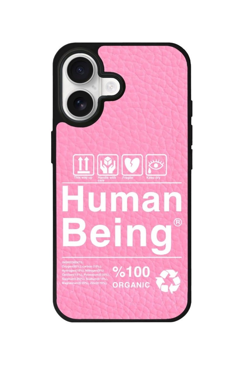 iPhone Human Being Leather Deri Telefon Kılıfı Pembe - Sumthincs