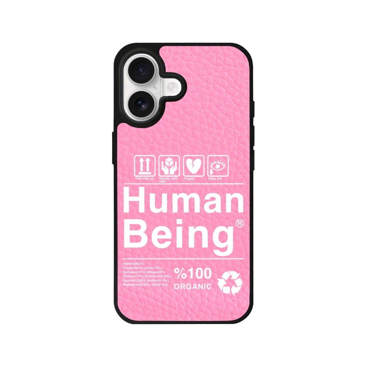 iPhone Human Being Leather Deri Telefon Kılıfı Pembe - Sumthincs