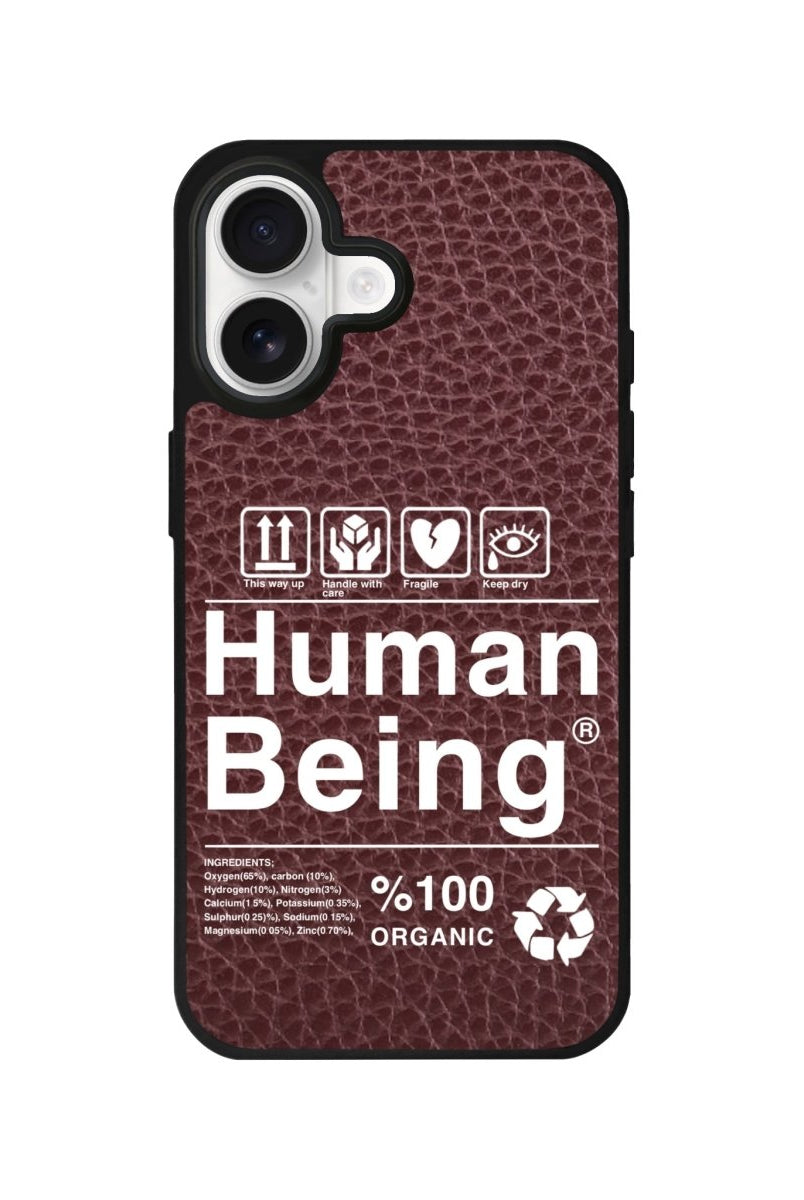 iPhone Human Being Leather Deri Telefon Kılıfı Bordo - Sumthincs