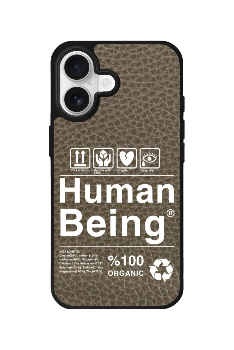 iPhone Human Being Leather Deri Telefon Kılıfı Haki - Sumthincs
