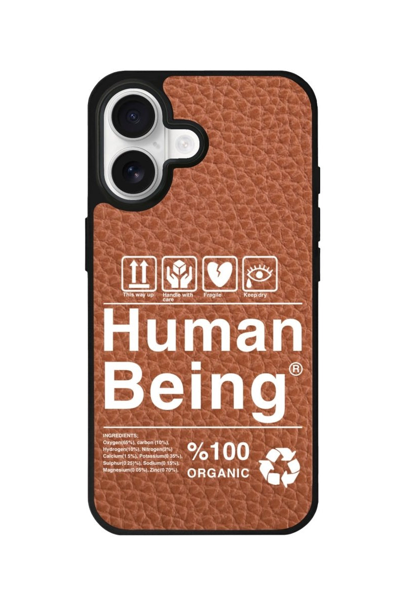 iPhone Human Being Leather Deri Telefon Kılıfı Kahverengi - Sumthincs