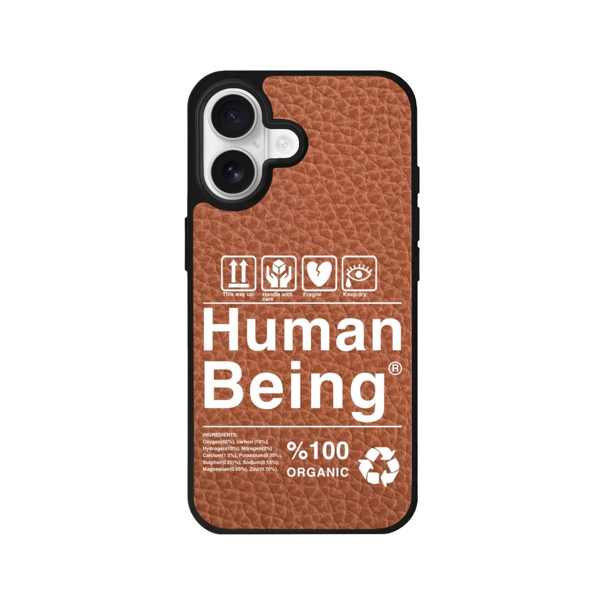 iPhone Human Being Leather Deri Telefon Kılıfı Kahverengi - Sumthincs
