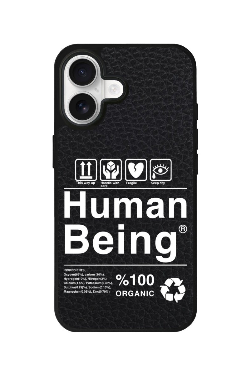 iPhone Human Being Leather Deri Telefon Kılıfı Siyah - Sumthincs