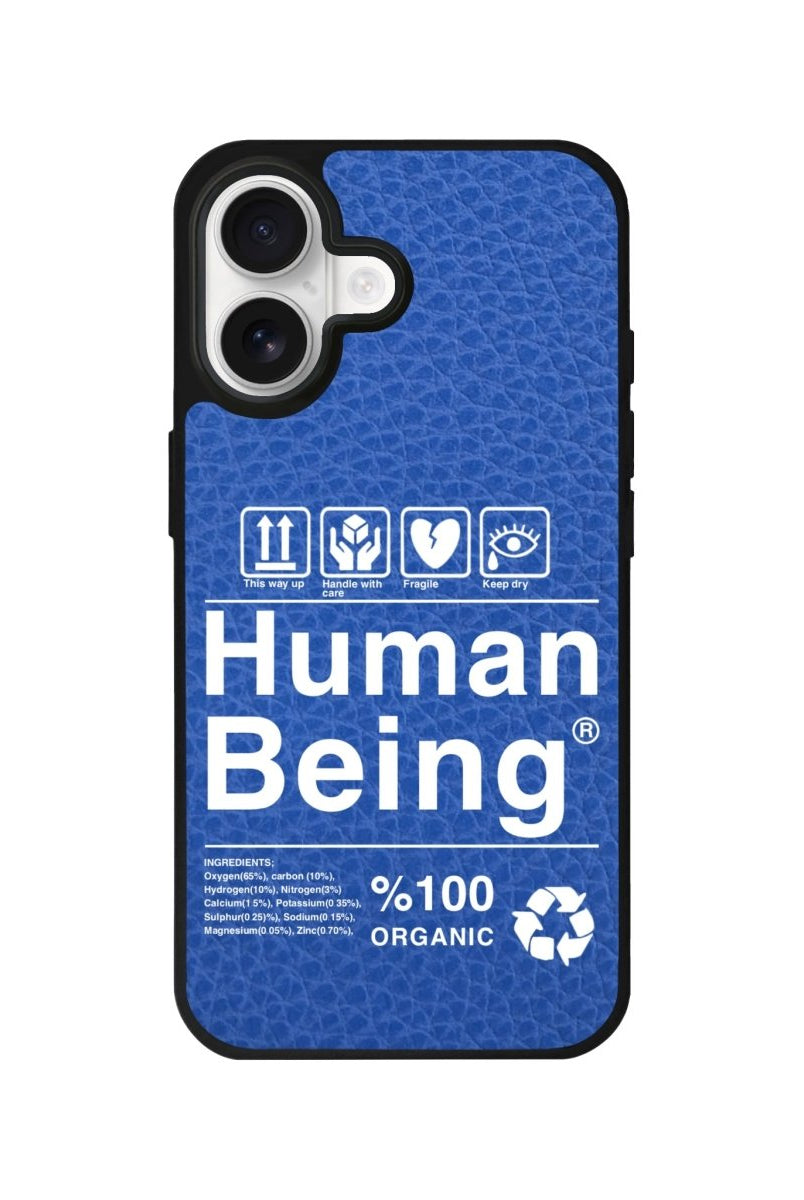 iPhone Human Being Leather Deri Telefon Kılıfı Mavi - Sumthincs