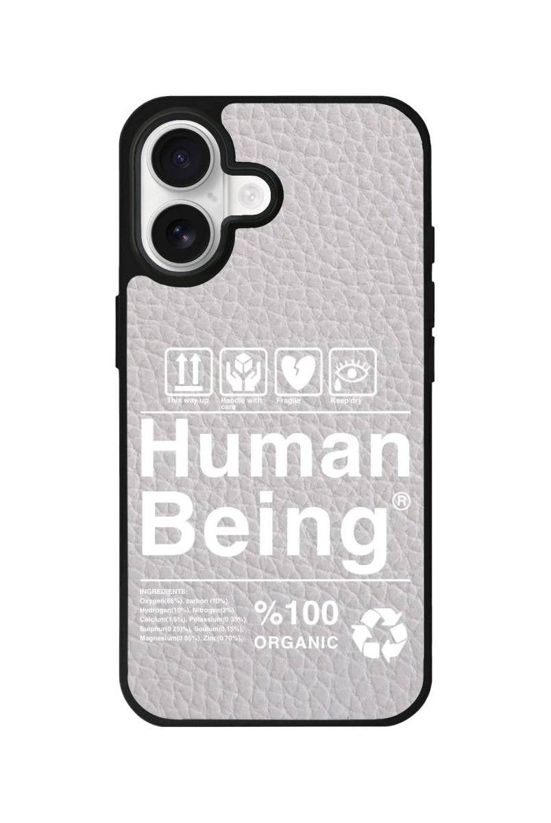 iPhone Human Being Leather Deri Telefon Kılıfı Gri - Sumthincs