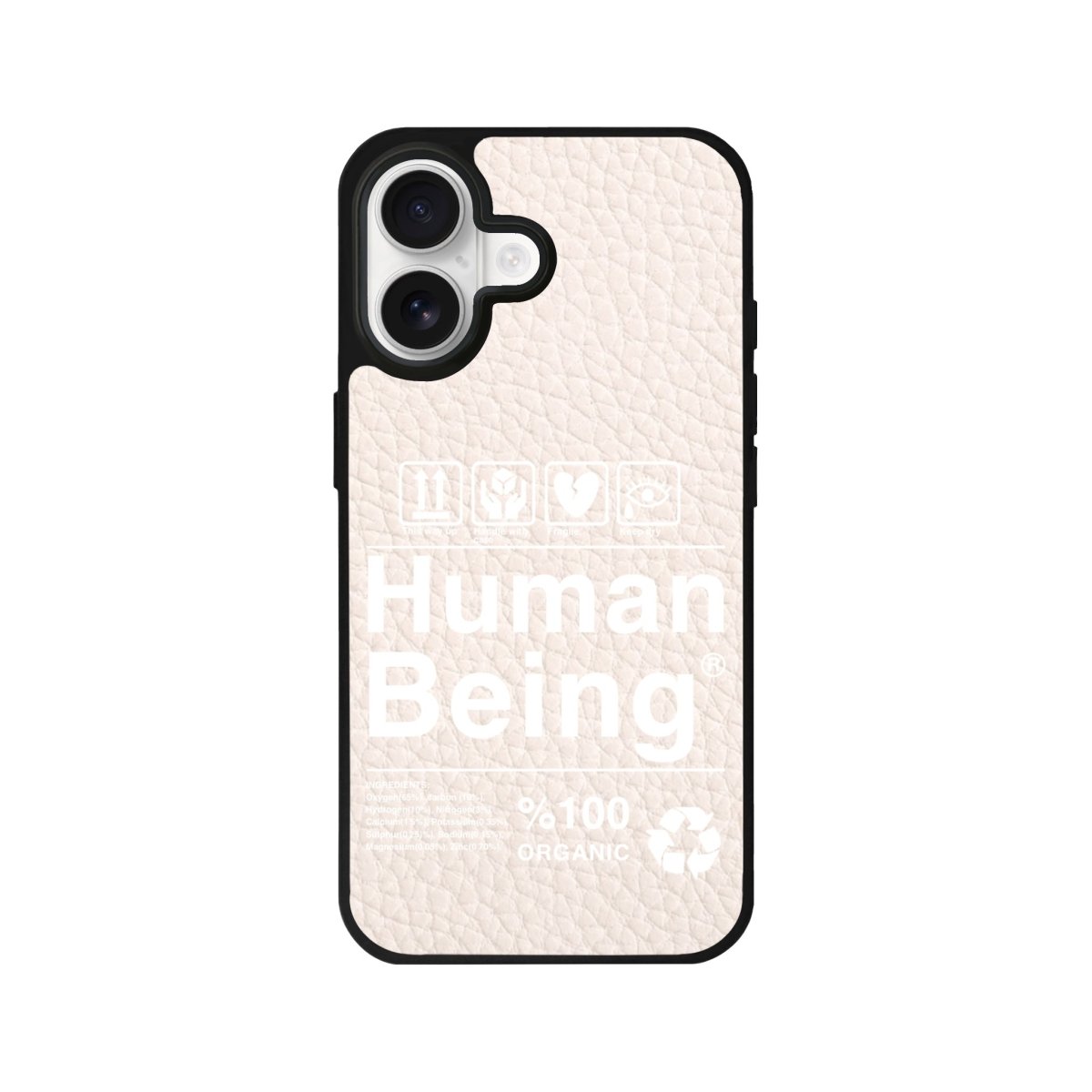 iPhone Human Being Leather Deri Telefon Kılıfı Bej - Sumthincs