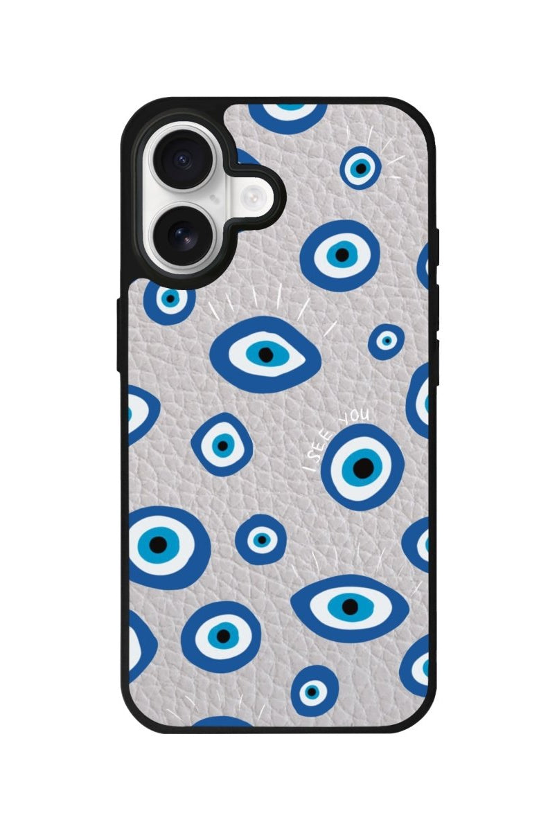 iPhone I See You Leather Deri Telefon Kılıfı Gri - Sumthincs