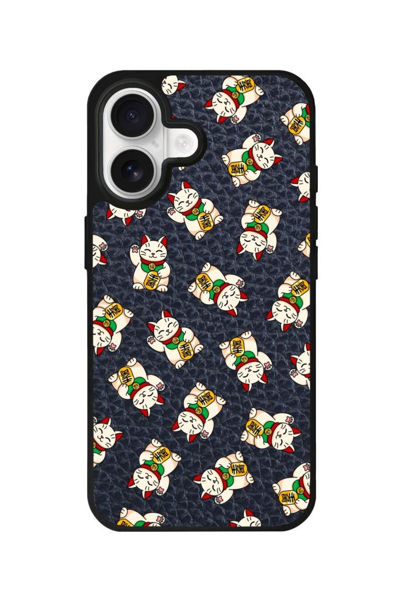 iPhone Maneki Neko Leather Deri Telefon Kılıfı Pasifik Mavi - Sumthincs