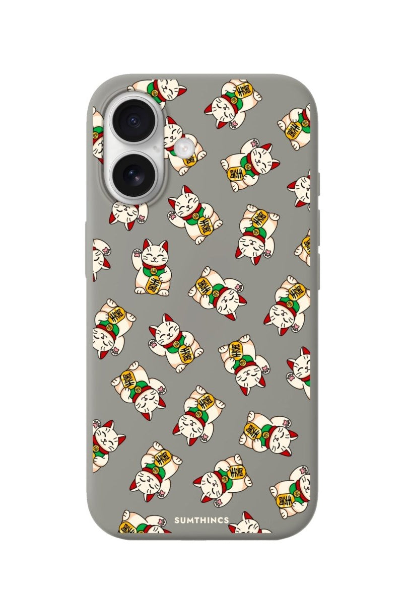 iPhone Maneki Neko Premium Telefon Kılıfı Gri - Sumthincs