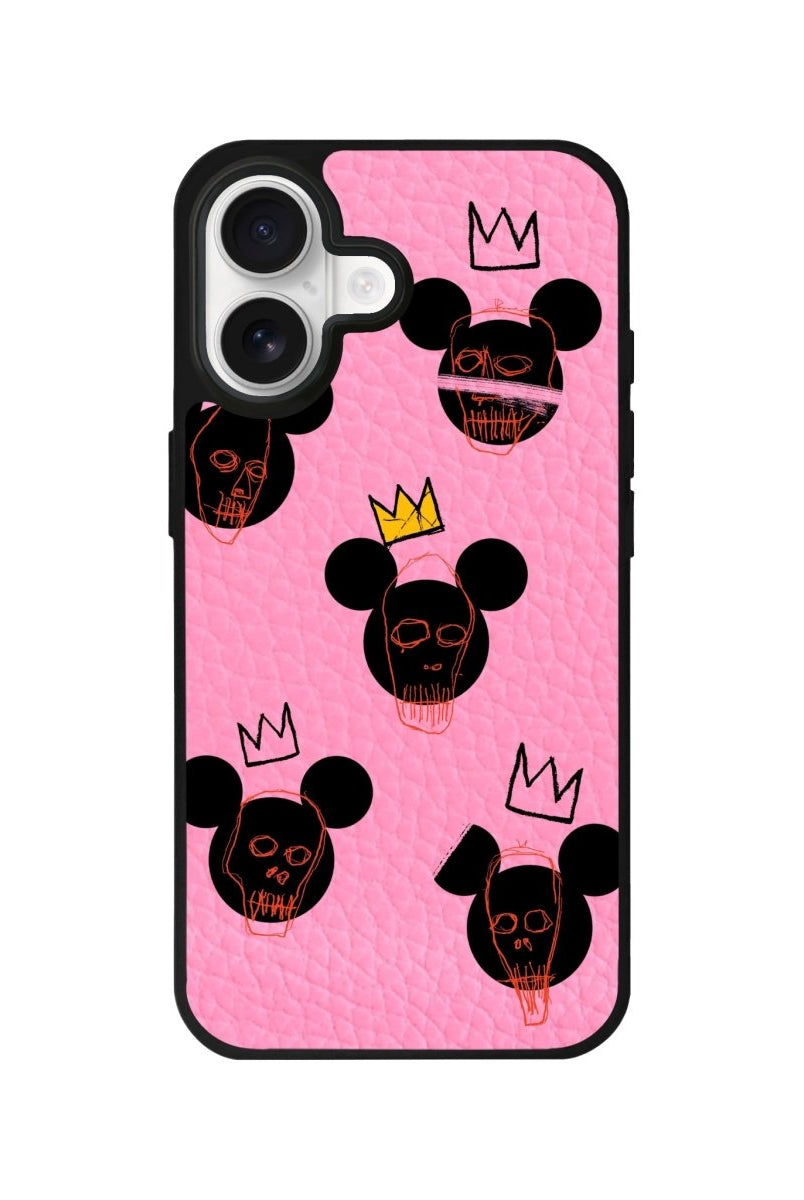 iPhone Mickeys Midnight Leather Deri Telefon Kılıfı Pembe - Sumthincs