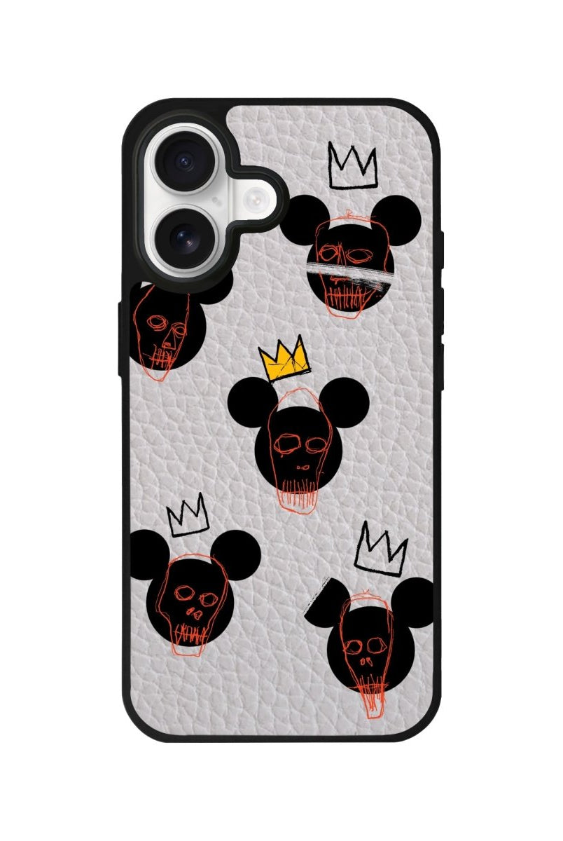 iPhone Mickeys Midnight Leather Deri Telefon Kılıfı Gri - Sumthincs
