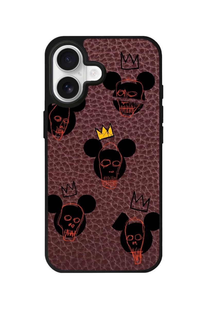 iPhone Mickeys Midnight Leather Deri Telefon Kılıfı Bordo - Sumthincs
