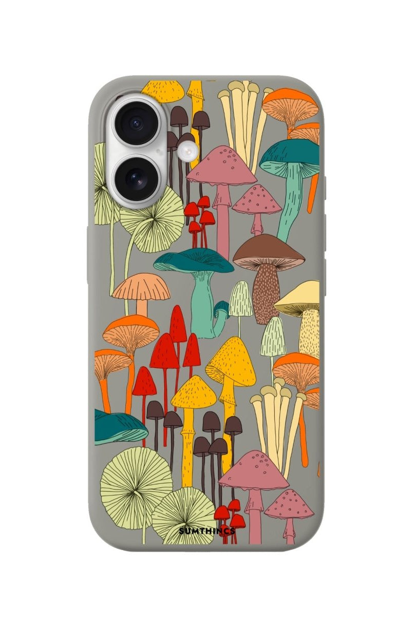 iPhone Mushrooms Premium Telefon Kılıfı Gri - Sumthincs