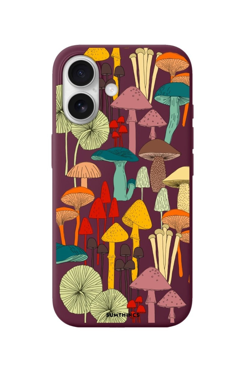 iPhone Mushrooms Premium Telefon Kılıfı Bordo - Sumthincs