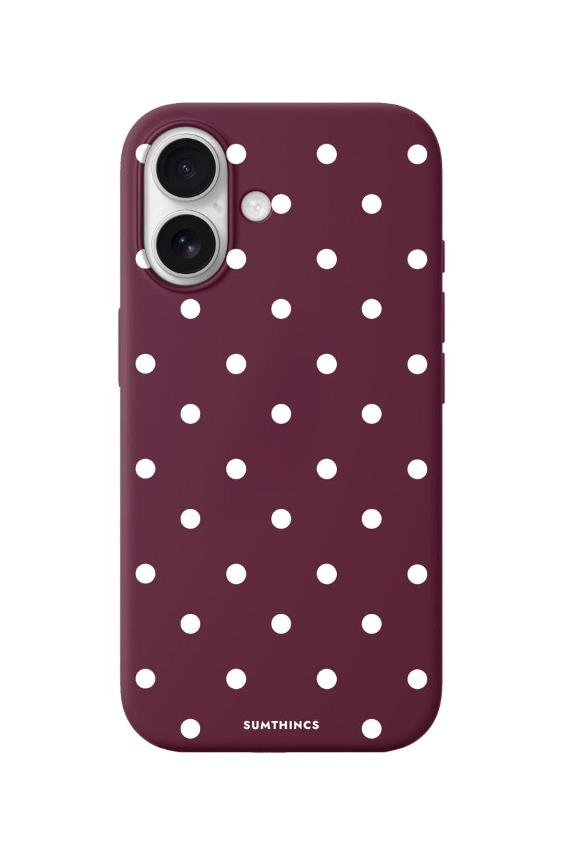 iPhone Polka Dots Premium Telefon Kılıfı Bordo - Sumthincs