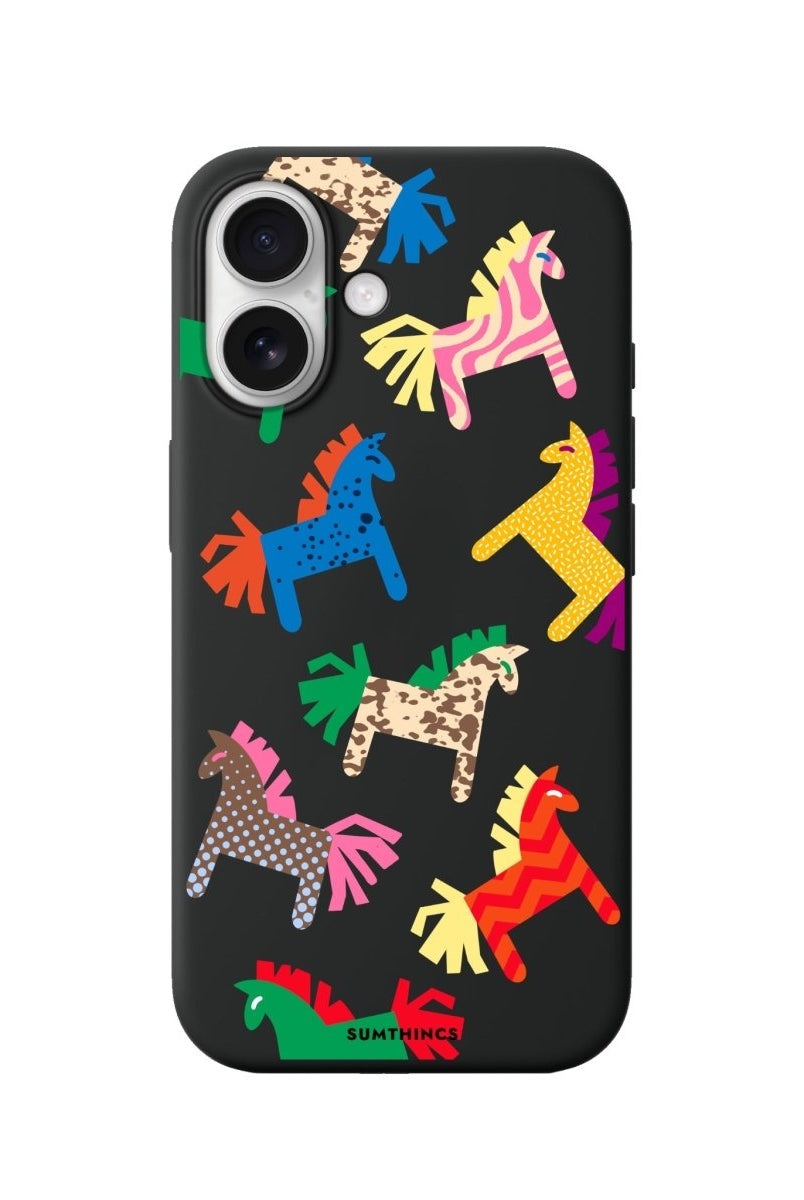 iPhone Ponies Premium Telefon Kılıfı Siyah - Sumthincs