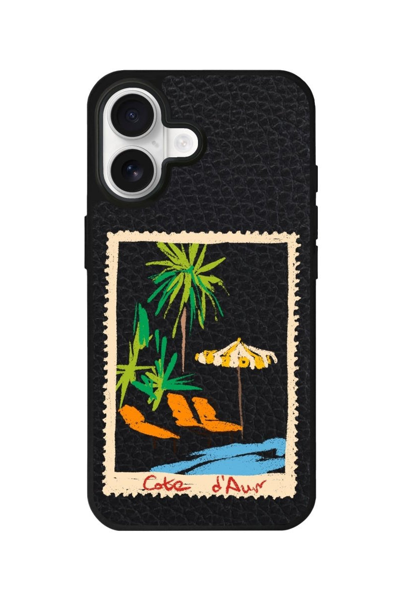 iPhone Postcard Leather Deri Telefon Kılıfı Siyah - Sumthincs