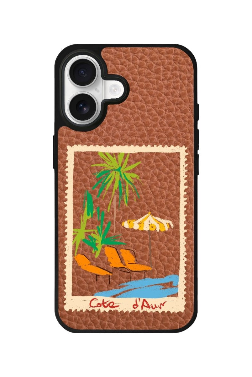 iPhone Postcard Leather Deri Telefon Kılıfı Kahverengi - Sumthincs
